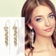 thumbnail image 2 of Pendientes vintage de oro, pendientes largos en forma de hoja, pendientes largos con borlas para mujer, pendientes de boda de oro, 2 of 8