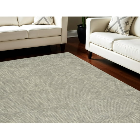 8' X 12' Gray Wool Geometric Area Rug