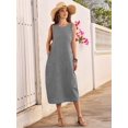 thumbnail image 6 of Summer Dresses for Women Casual Maxi Dress Vacation Long Sundresses Plaid Striped with Pockets Black Checkered M, 6 of 9