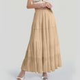 thumbnail image 2 of WENWU Women's Chiffon White Flowy Maxi Skirts Boho Summer Elastic Waisted Pleated A Line Long Skirt for Women Ballet Skirt for Girls 4-6 Summer Skirts, 2 of 4