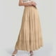 thumbnail image 2 of Falda larga fluida de gasa blanca para mujer: falda boho de verano con cintura elástica y pliegues en línea A, tejido de poliéster, tallas S-XXL, 2 of 4