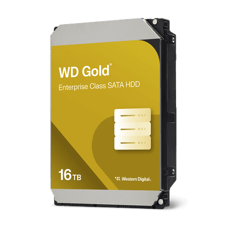 Western Digital 16TB WD Gold Enterprise Class SATA HDD, 3.5" Internal Hard Drive HDD, 7200 RPM, 512MB Cache, CMR - WD161KRYZ