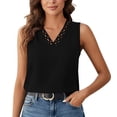 thumbnail image 2 of ClodeEU Women's Slub Cotton Double Layer Spaghetti Strap Tank Top ,V Neck Casual Sleeveless Blouse Black,Womens Plus XXXL, 2 of 7