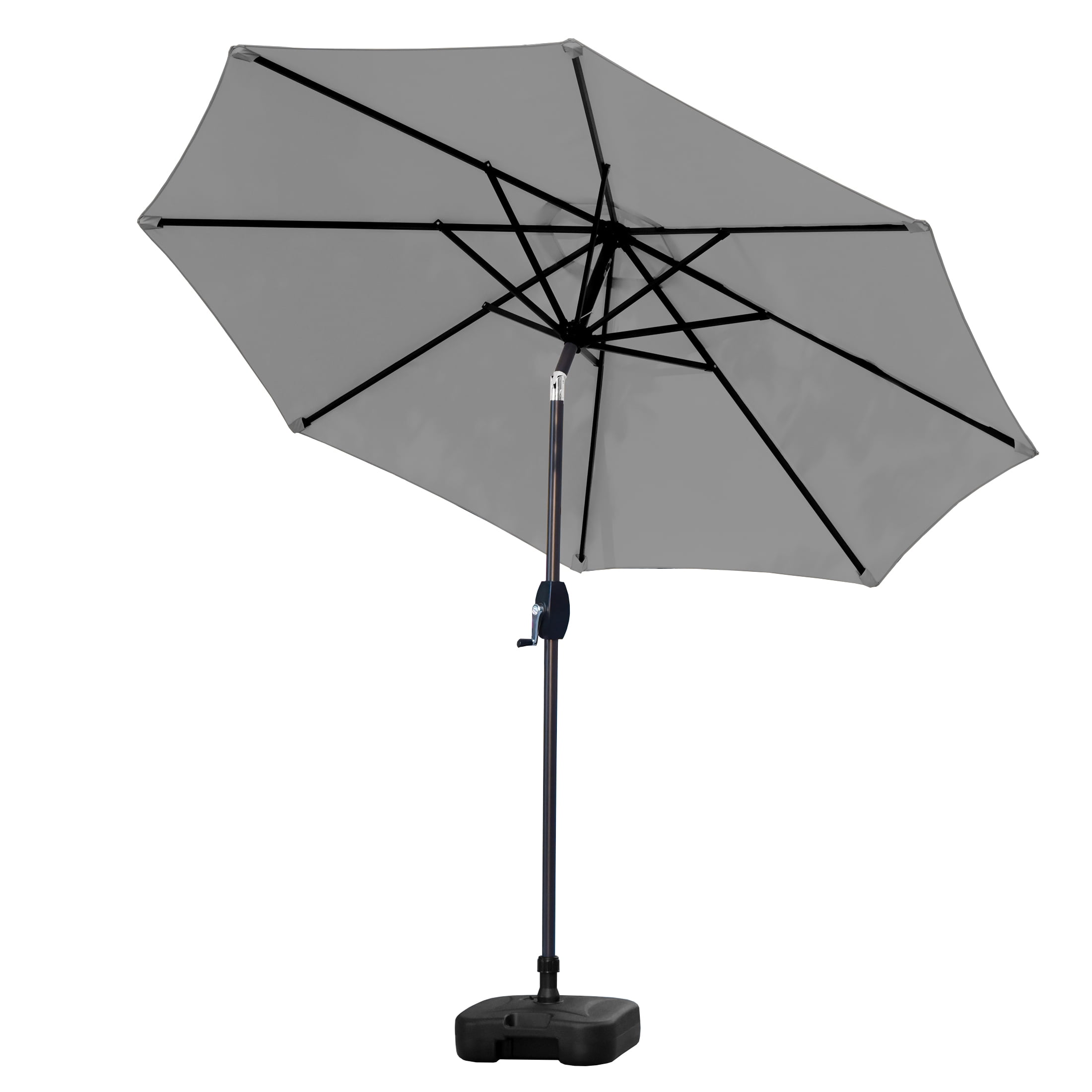GARDEN 9 Ft Patio Umbrella w/ Square Plastic Base Included, Gray