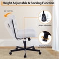 thumbnail image 4 of Yeshouse Silla de oficina de piel sintética beige, diseño sin brazos, base giratoria cruzada, capacidad de peso de 136 kg (300 lbs), silla moderna para oficina en casa, 4 of 8