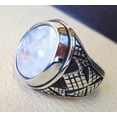 thumbnail image 4 of Rainbow Moonstone Mens Ring, Natural Blue Fire Rainbow Moonstone, Silver Jewelry, 925 Silver Ring, Birthday Gift, Heavy Mens Ring, Arabic Design, Ottoman Style Ring, Christmas, Turkey Mens Signet Ring, 4 of 6