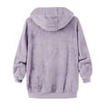 thumbnail image 5 of Scyoekwg Women's Fleece Jacket Long Sleeve Winter Warm Coats Plus Size Fleece Zip Up Coats Solid Loose Hoodies with Pockets (Purple,M), 5 of 5