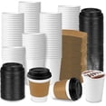 thumbnail image 1 of Vasos de café desechables de ginkgo de 8 onzas, paquete de 100 con tapas y fundas, 1 of 8