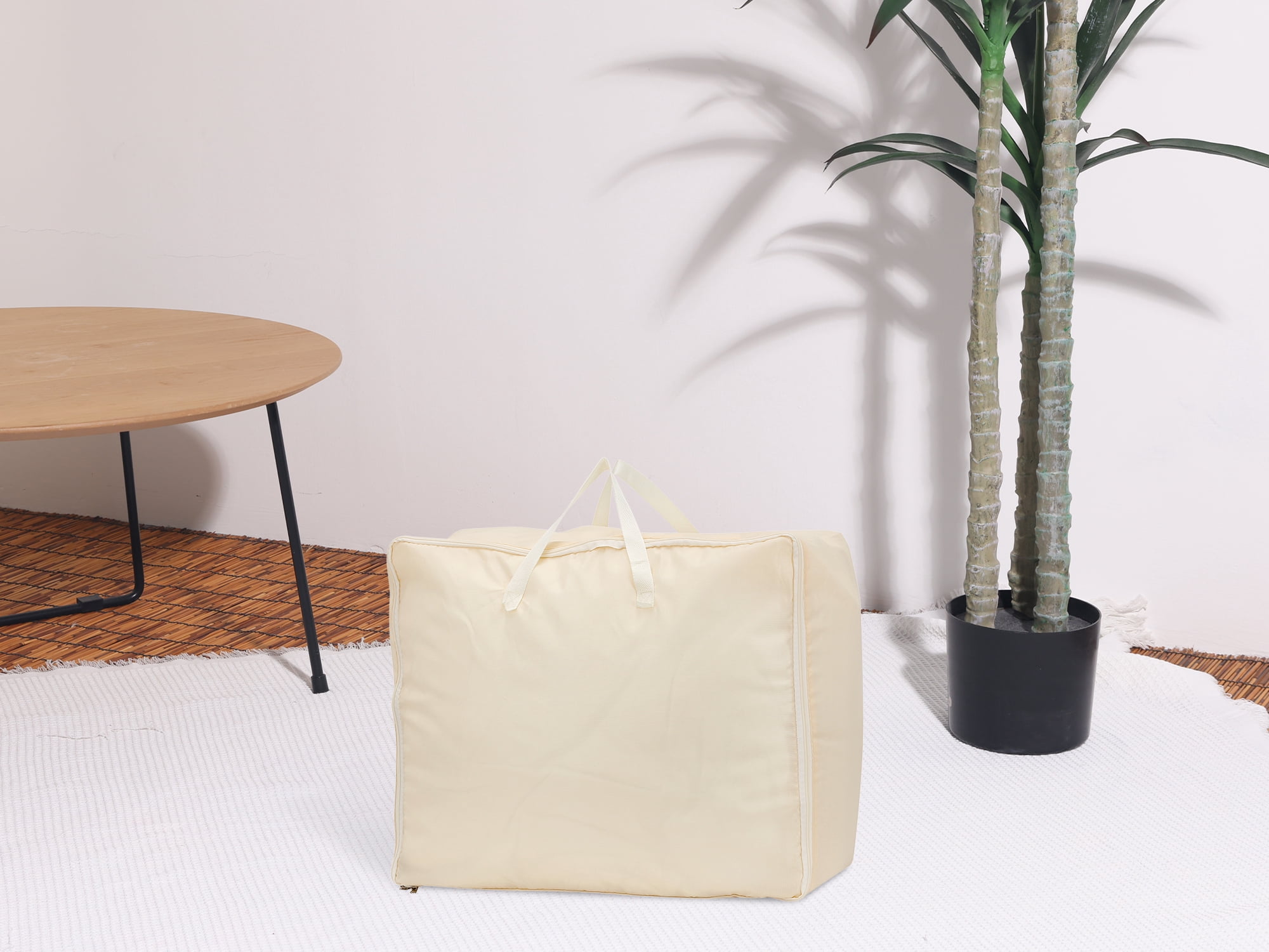 Unique Bargains Foldable Clothes Storage Bags with Handles Beige 23.5*19.5*11in