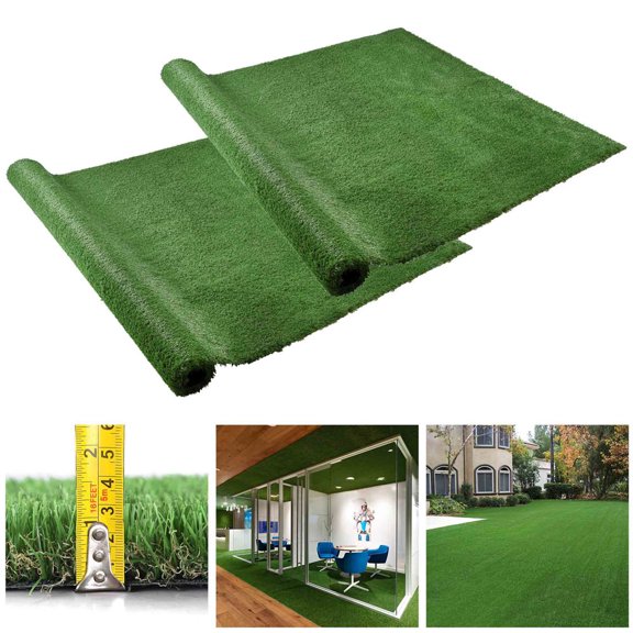 Yescom Artificial Grass Mat Fake Lawn Pet Turf Synthetic Green Garden Outdoor Indoor 2pcs of 10x6.6ft