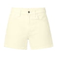 thumbnail image 4 of VBVC Women's High Waisted Slim Chino Shorts , Stretchy Rolled Hem Shorts For Women , Ladies' Solid Color Work Bermuda Shorts with Pockets,White,S-2XL, 4 of 6