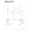 thumbnail image 2 of Kingston Brass KB3422GL Vessel Standard Mount Bathroom Faucet, Polished Brass, 2 of 3