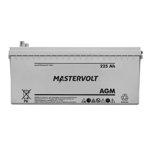 Mastervolt Battery 62002250 AGM Series; Group 8D AGM; 12 Volt; 1080 Cold Cranking Amps; Top Terminal; 20.6 Inch Length; 9.4 Inch Width; 8.8 Inch Height