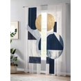 thumbnail image 4 of Sheer Curtains 108 Inches Long 2 Panels Set for Living Room, Navy Blue Abstract Art Semi Sheer Curtains for Windows, Contemporary Luxury Art Geometric Voile Window Treatments Rod Pocket Curtain, 4 of 7