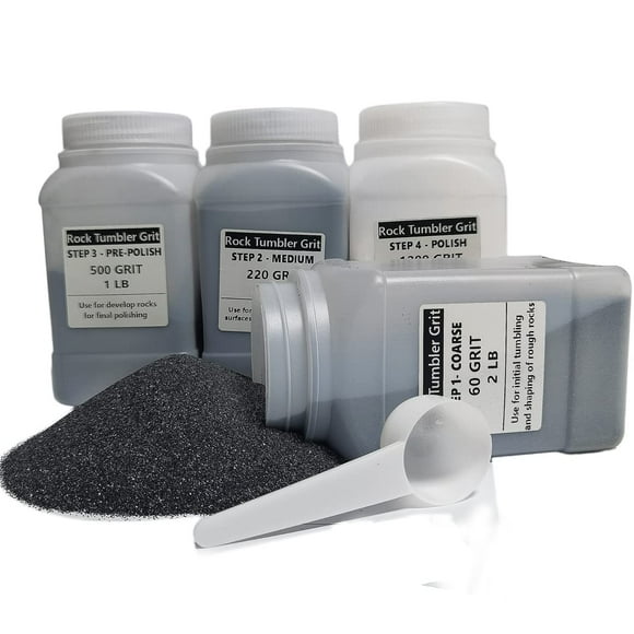 Tonmp 6 LBS Rock Tumbler Refill Grit Media Kit - 4 Steps Polishing Grits Rock Polishing Grit Media, Works with Any Rock Tumbler, Rock Polisher, Stone Polisher