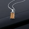 thumbnail image 3 of Gem Stone King 10K White Gold Brown Tiger Eye Pendant Necklace for Women (6.50 Cttw, Gemstone Birthstone, Emerald Cut Cut 14x10MM, with 18 inch Chain), 3 of 5