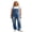 Dark Blue, variant on Women Denim Suspender Pants, Plain Buttons Shoulder Straps Ripped Overall Jeans, Ladies Backless Pencil Long Pants Jumpsuit