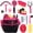 Pink Red, variant on Horse Grooming Kit 13 Piece, Horse Brushes for Grooming Supplies Set with Organizer Bag, Horse Brush & Curry Comb for Effective Cleaning, Gift for Horses Riders Beginners
