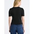thumbnail image 3 of Free Assembly Women's and Women's Plus Embellished Pleat Shoulder Top with Short Sleeves, Sizes XS-4X, 3 of 5