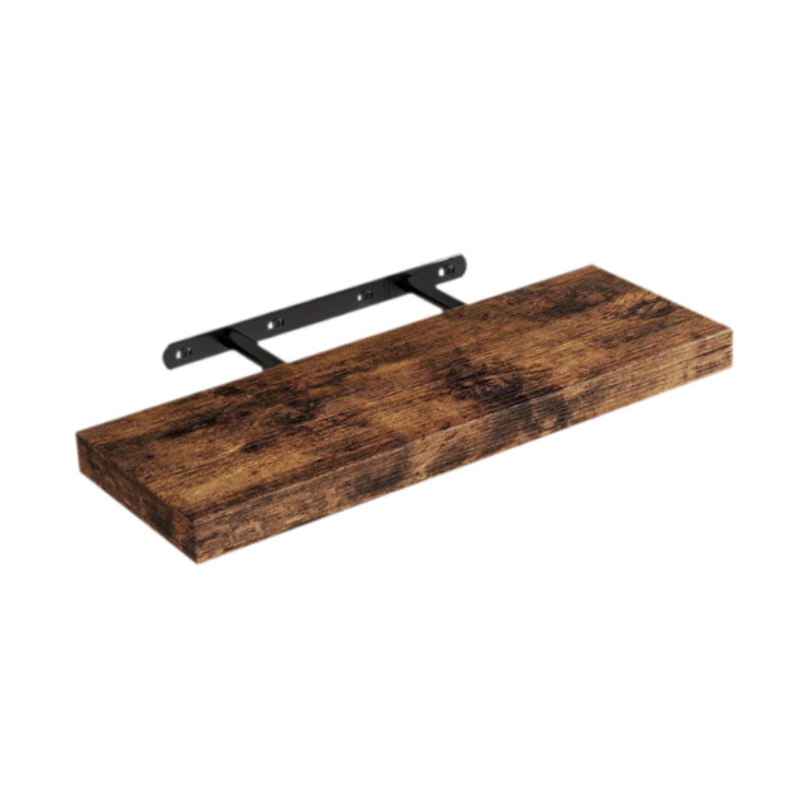 CarpNettore Float Shelf Rustic Hanging Minimalist Wood Wall Shelf with Invisible Bracket for Brown
