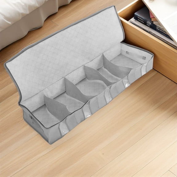 UPOUART Grey Foldable Under Bed Storage Container, Portable Clothes Organizer Box for Bedroom
