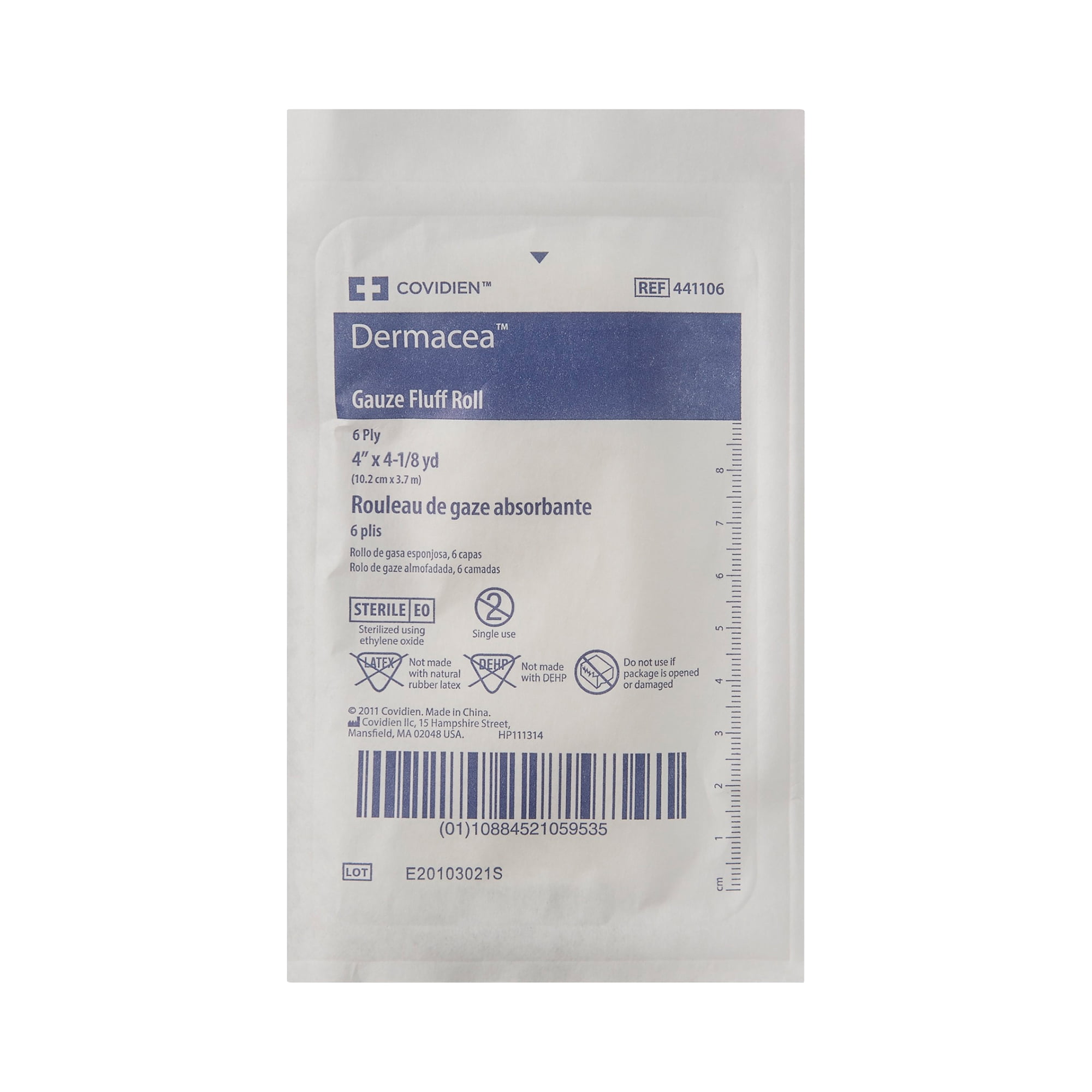 Dermacea Sterile Fluff Bandage Roll Gauze 6-Ply, 4in x 4-1/8 yd, Roll Shape, 100 Ct