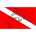 thumbnail image 4 of 5in x 3in Dolphin Diver Down Flag Sticker, 4 of 4