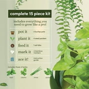Herb Garden Growing Kit + Herb Grinder - Complete Kitchen Gardening Kit to Easily Grow 4 Culinary Herbs from Seed (Basil, Cilantro, Chives, Parsley) + Comprehensive Guide - Unique Gift for Women & Men
