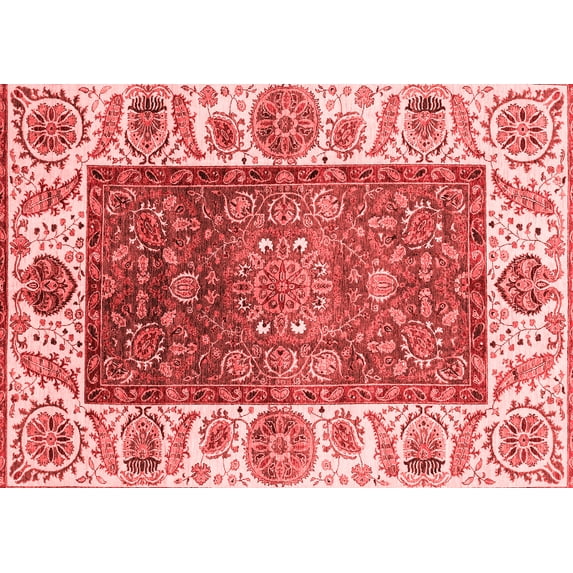 Ahgly Company Machine Washable Indoor Rectangle Oriental Red Traditional Area Rugs, 2' x 4'