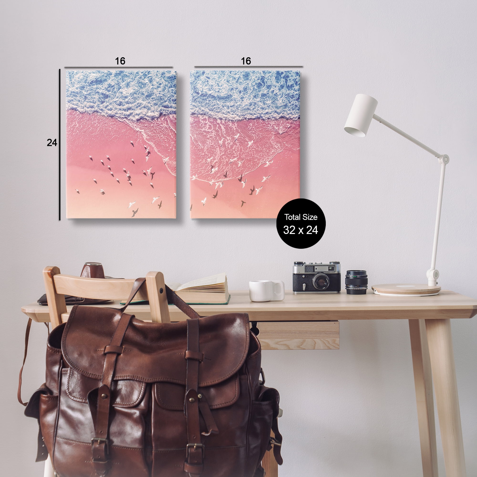Stupell Industries Minimalist Aerial Beach Nautical & Beach Photography Wrapped Canvas Art Print Wall Art, 16 x 24, Set of 2