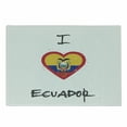thumbnail image 1 of Ecuador Cutting Board, I Love Ecuador Lettering and Heart in Shape of National Flag, Decorative Tempered Glass Cutting and Serving Board, in 3 Sizes, by Ambesonne, 1 of 2