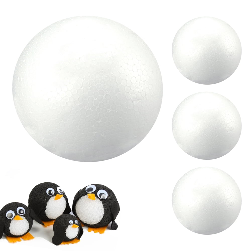 4 Pack Smooth White Craft Foam Balls 5" Round Arts School Projects