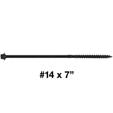 

Jake Sale #14 X 7 Heavy Duty Black Timber/Log/Landscaping Wood Screws - Exterior Coated Heavy Duty Screws - ~50 Screw Count