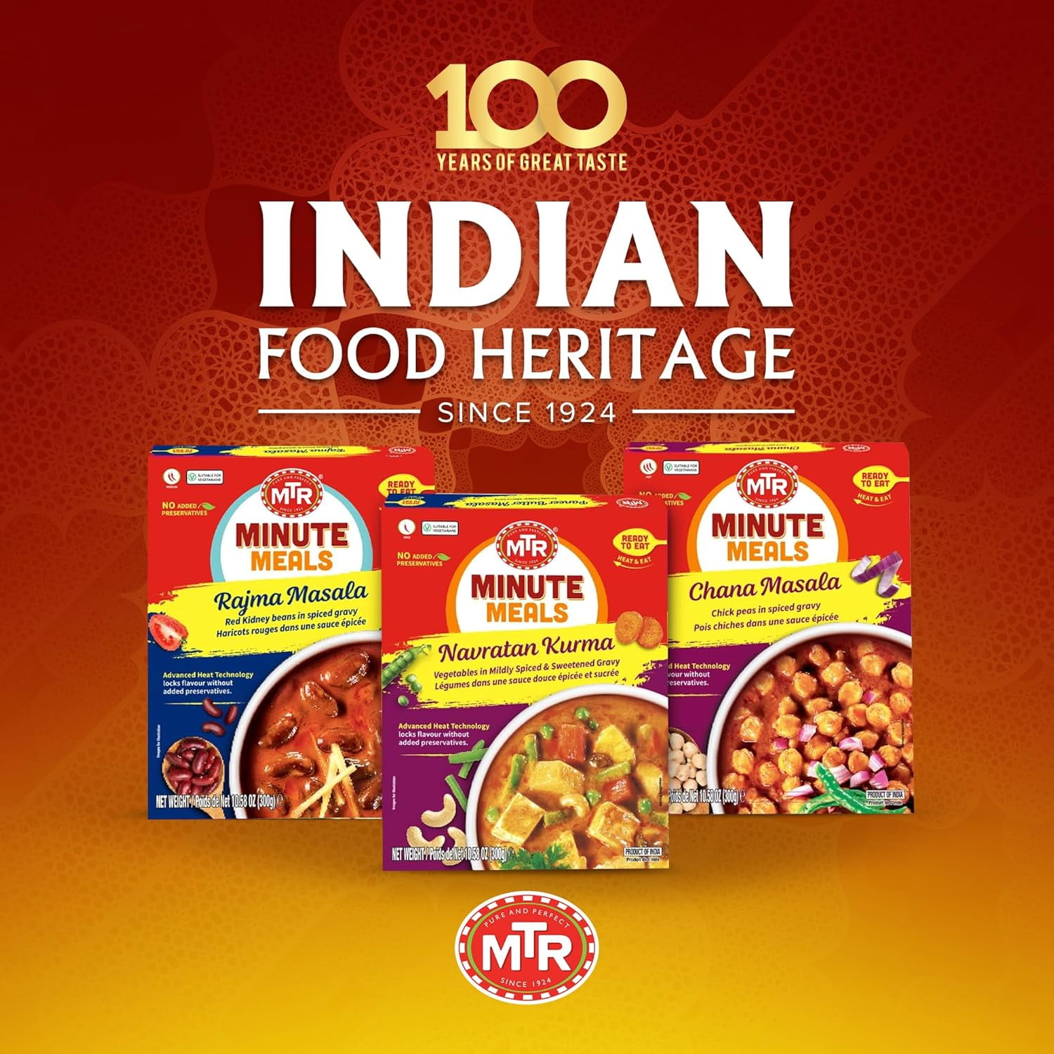 MTR Navratan Kurma - Vegetables in Mildly Spiced & Sweetened Gravy - Tasty Indian Meal with No Added Preservatives - Suitable for Vegetarians, Ready in Minutes! (300g, Pack of 6)