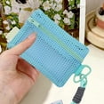 thumbnail image 5 of Viflosae Toiletry Bags Toiletry Bag for Women Mesh Zipper Pouch with Lanyard Portable Mini Storage Bag Lightweight Polyester Mesh Pouch for Cosmetics Cards Keys Headphones 3 Colors Available, 5 of 7
