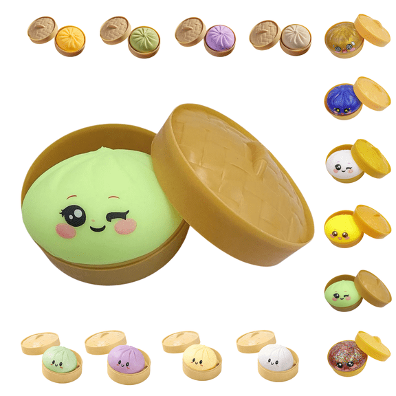 OAVQHLG3B Dumpling Squishy, Mystery Dumpling Squishy, 3.94 Inch Jumbo Dumpling Stress Ball, Rainbow Mystery Squishys Bun, Anxiety Relief Fidget, Soft Squeeze Decompression Dough