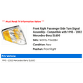 thumbnail image 2 of Front Right Passenger Side Turn Signal Assembly - Compatible with 1995 - 2002 Mercedes-Benz SL600 1996 1997 1998 1999 2000 2001, 2 of 2