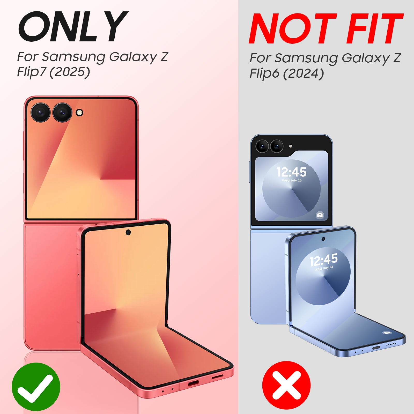 Vizvera for Samsung Galaxy Z Flip 7 Case with Hinge Cover,Built-in Screen Protector Shockproof All-Inclusive Smartphone Cover Wireless Charging-Rose Red