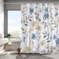 thumbnail image 6 of Blue and Yellow Floral Shower Curtain for Bathroom,Grey Leaves Shower Curtains Set with 12 Hooks,Watercolor Art Waterproof Fabric Bath Curtain,72x72in, 6 of 6