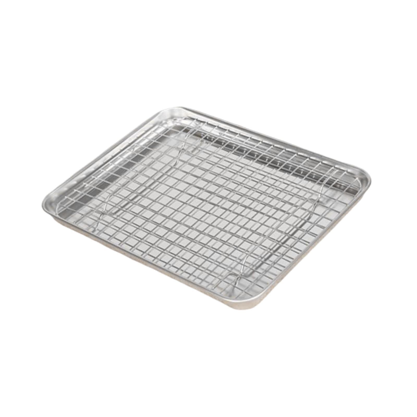 Fiocias Baking Sheet with Rack Bakeware Reusable Food Container Stainless Steel for Home 31.5cmx24.5cmx2.5cm