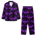 thumbnail image 5 of Garronmavis Purple Bat Women's Long Sleeve Button Down Pajama Set 2-Piece Halloween Soft Comfy Sleepwear with Pockets Comfortable Lounge Set Nightshirt & Pants, 5 of 7