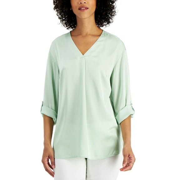 JM Collection Satin Utility Top Enchanted Mint XL