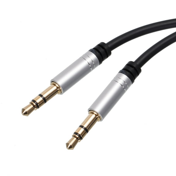 3.5mm TRS Aux Cable Male to Male Auxiliary Audio HiFi Headphone Cord 10ft Nylon Braided, Silver
