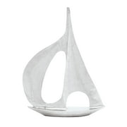 28" x 37" Silver Aluminum Metal Sail Boat Sculpture, by DecMode