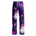 thumbnail image 4 of Domzest Halloween Pajama Pants Women Halloween Graphic Wide Leg Pajama Bottoms Drawstring Elastic Waisted Cute Pj Bottoms Light Purple L, 4 of 6