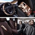 thumbnail image 4 of HUIACONG Aztec Brown Cow Seat Covers for Cars Full Set 14 Pcs Universal Car Accessories Seat Covers with Seat Belt Covers Steering Wheel Cover Armrest Cover Headrest Cover Coasters Keychain, 4 of 5