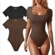 thumbnail image 2 of Body elegante de manga corta con cuello cuadrado para mujer, body ajustado liso, ropa interior básica que combina con todo, camiseta informal, Top Sexy de oficina para mujer, 2 of 5