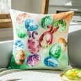 thumbnail image 6 of Happy Easter Throw Pillow Set of 4 Easter Decor for Sofa Couch Colorful Egg and Beige Rabbit 18 x 18 Inch, 6 of 7