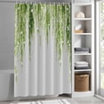thumbnail image 6 of Sage Green Shower Curtain Set, Waterproof Shower Curtains for Bathroom, Summer Botanical Leaves Watercolor Washable Fabric Cloth Bath Curtain for Bathtub Decoration with Hooks 48x72 Inches, 6 of 9