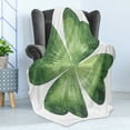 thumbnail image 4 of Clover Soft Flannel Fleece Throw Blanket, Quatrefoil Shamrock Leaf in Watercolor Style Graphic, Cozy Plush for Indoor and Outdoor Use, 50" x 60", Reseda Green Green, by Ambesonne, 4 of 5